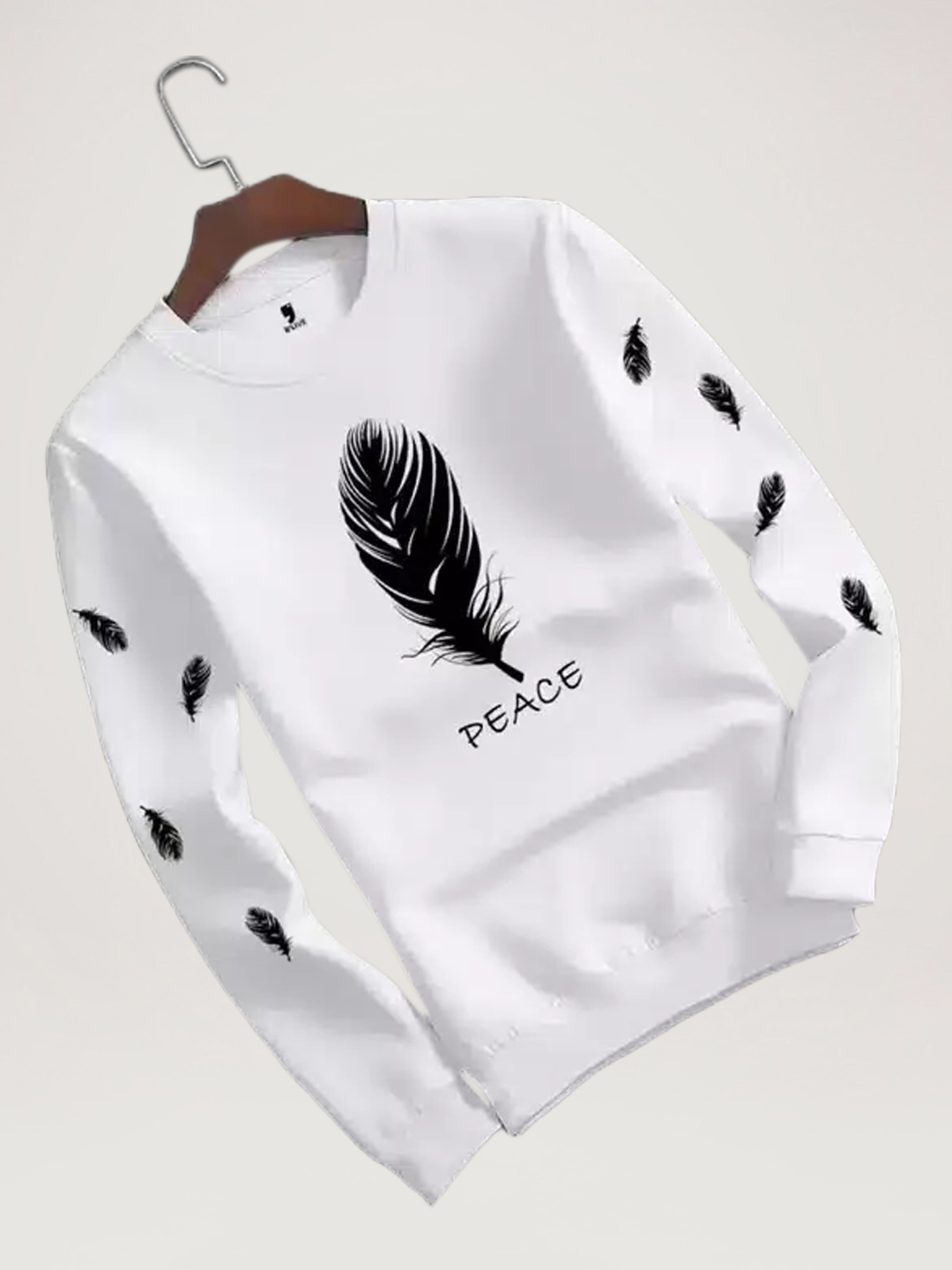 Printed Full Sleeves T-Shirt for Men (White, M)