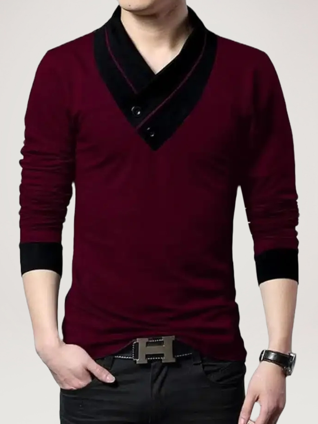 T-Shirt for Men (Maroon, M)